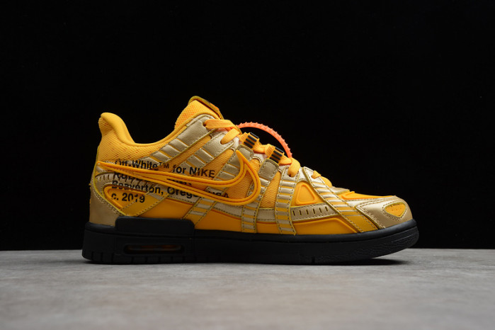 off-w x nike air rubber dunk university gold cu6015-700