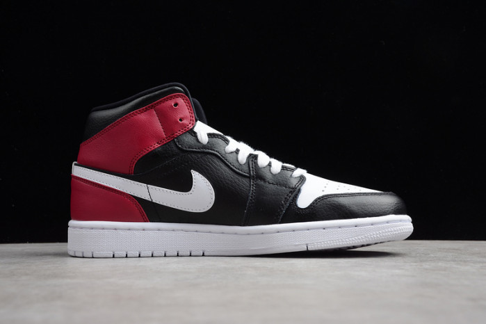 air jordan 1 mid black noble red bq6472-016