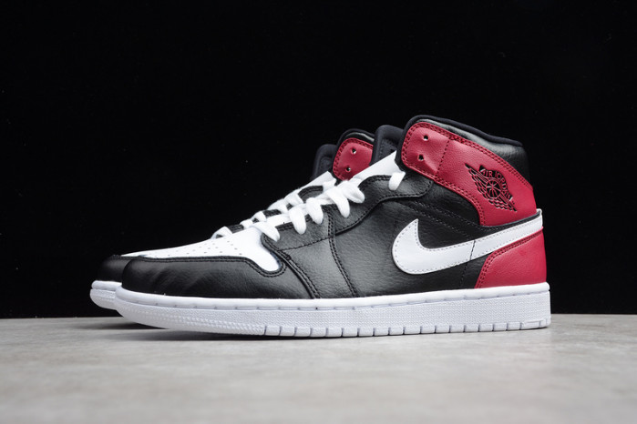 air jordan 1 mid black noble red bq6472-016