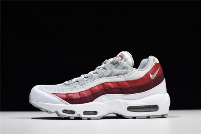 nike air max 95 essential mens white-grey-red running shoes 749766 103